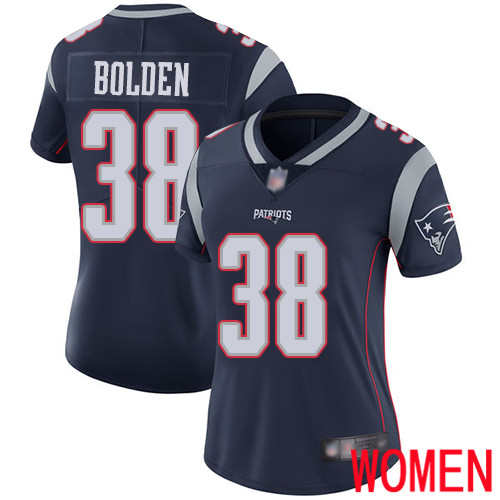 New England Patriots Football 38 Vapor Limited Navy Blue Women Brandon Bolden Home NFL Jersey